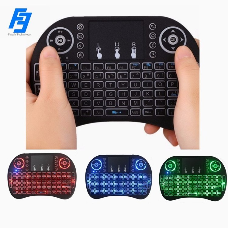 Factory Cheapest i8 PRO 7 Color Backlit mini Keyboard 2.4G Wireless USB Remote Control for TV Box/PC/Game etc with Touch Pad