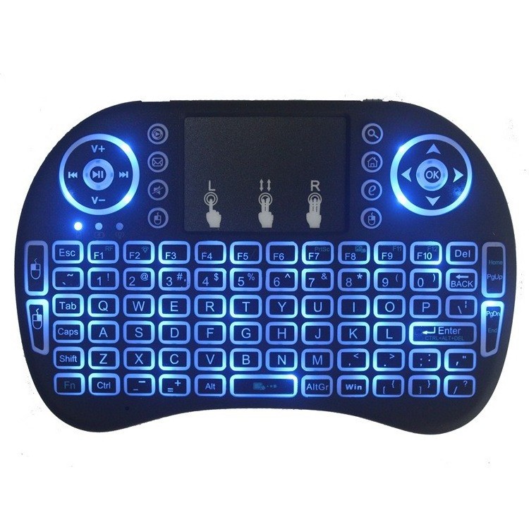 Factory Cheapest i8 PRO 7 Color Backlit mini Keyboard 2.4G Wireless USB Remote Control for TV Box/PC/Game etc with Touch Pad