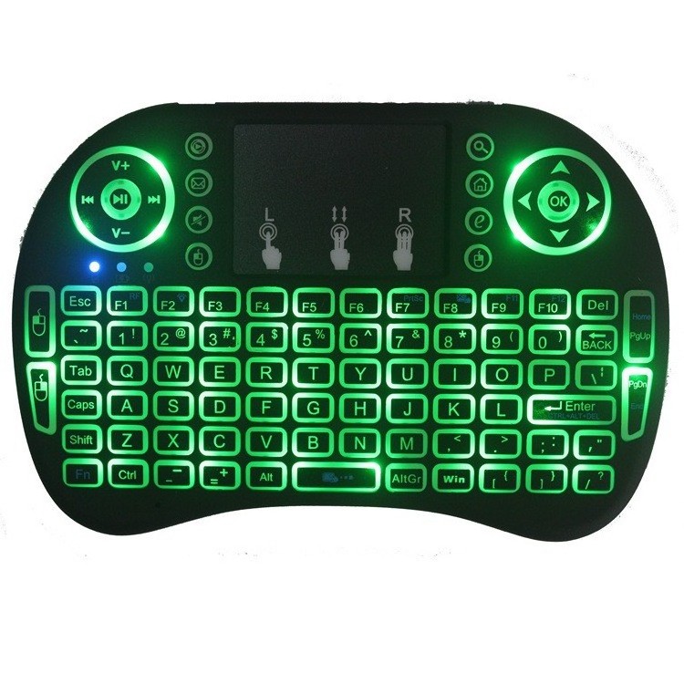 Factory Cheapest i8 PRO 7 Color Backlit mini Keyboard 2.4G Wireless USB Remote Control for TV Box/PC/Game etc with Touch Pad