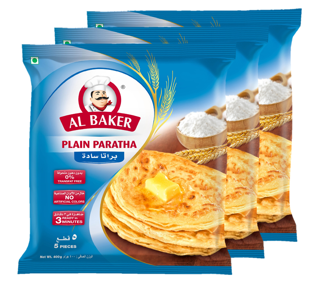 Al Baker Plain Paratha 24x400g Authentic Frozen Parathas for Versatile Delights from the United Arab Emirates