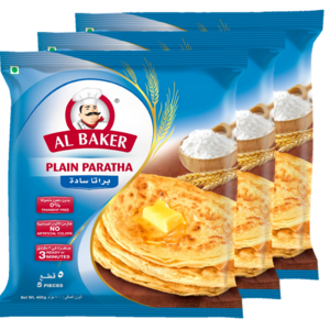 Al Baker Plain Paratha 24x400g Authentic Frozen Parathas for Versatile Delights from the United Arab Emirates