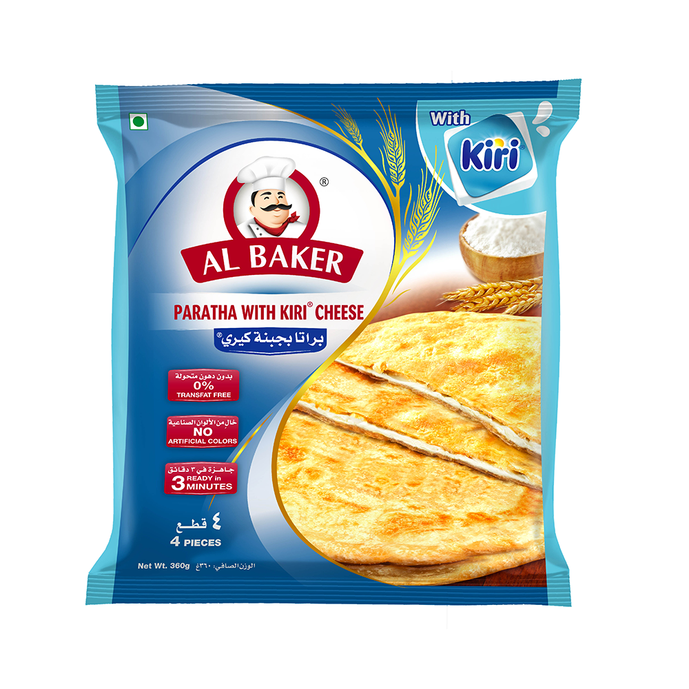 Al Baker Cheese Kiri Paratha 24x360g Frozen Parathas with a Delicious Cheese Kiri Filling from the United Arab Emirates