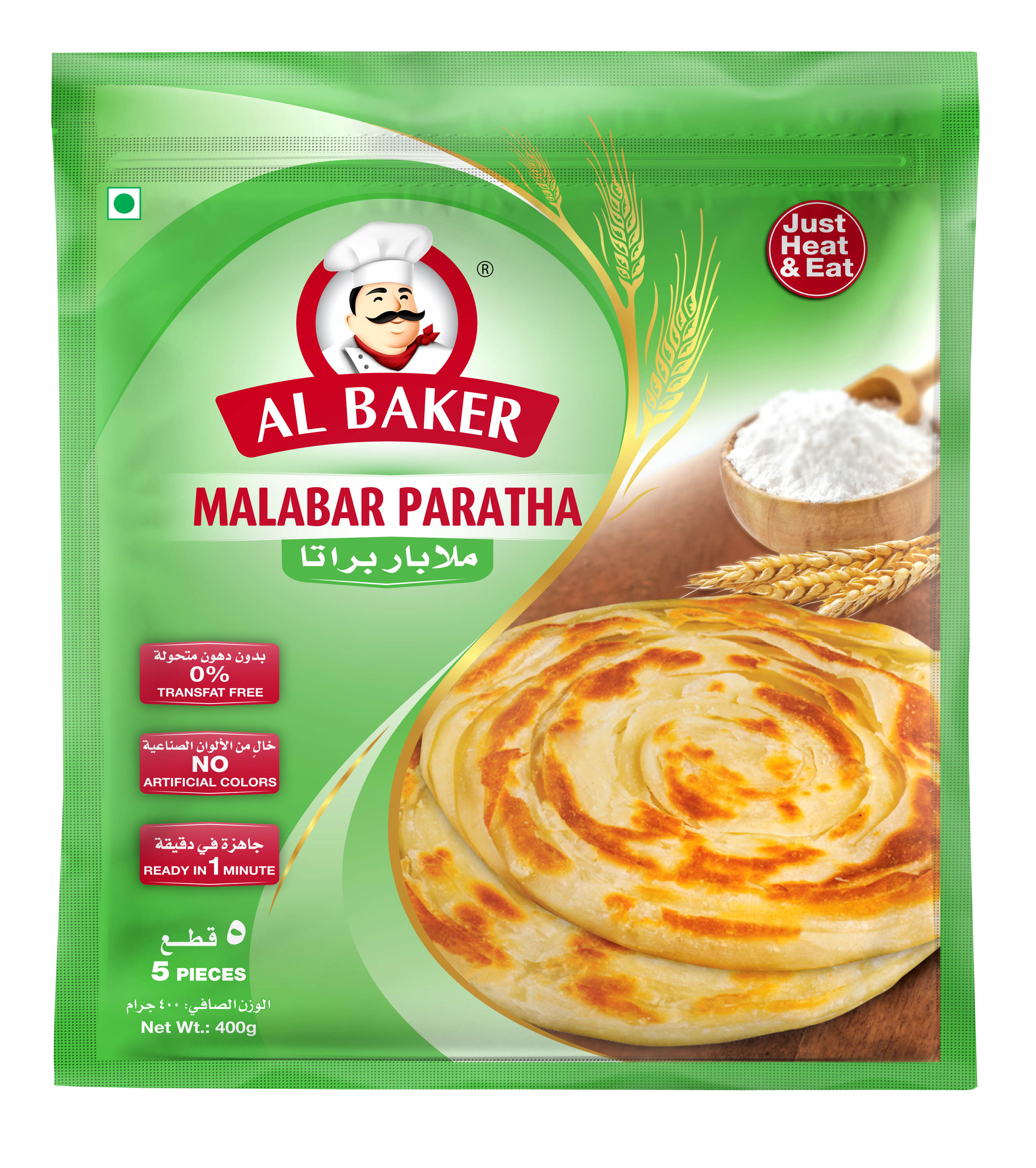 Al Baker Frozen Paratha Malabar 24x400g Convenient and Delicious Option wholesale from the United Arab Emirates