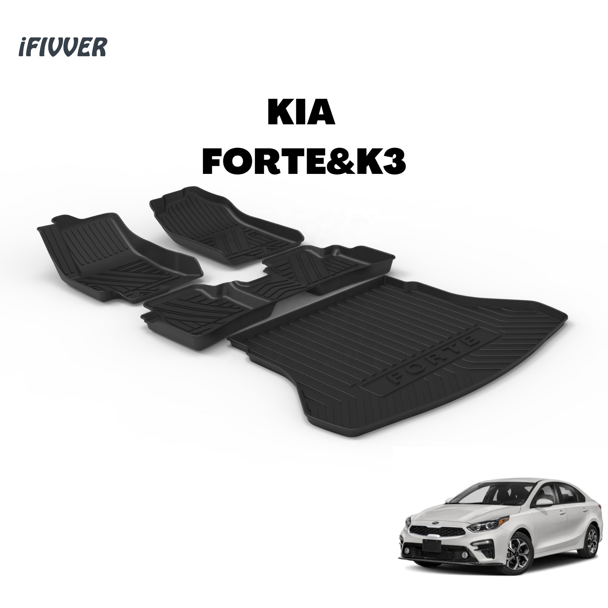 KIA FORTE&K3 2018-2020 Wholesale Hot Sale Vehicle Foot Mat Sufficient Supply All-Weather Waterproof Durable 3D TPE Floor Mats