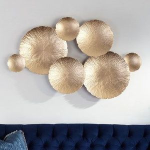 set of 3 Plates Metal Wall Art for Living Room Bedroom  Figures Large Gold Plates Decor