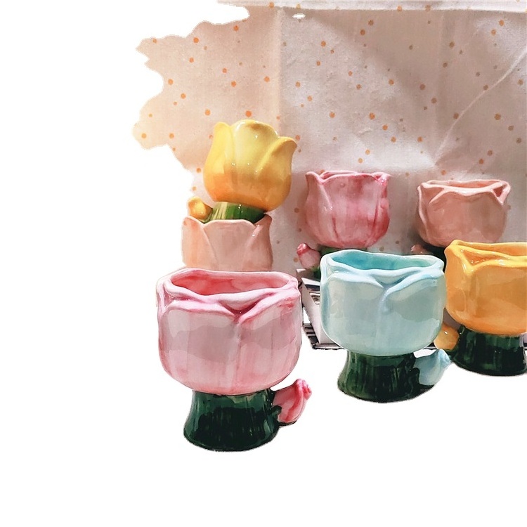 Creative Ceramics Cup Tulips Jar Fragrance Aromatherapy Scented Candles Holder