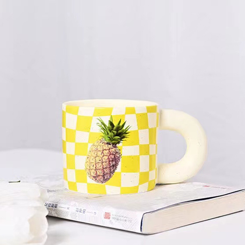 1C08 Product wholesale Ins style ceramic Coffee cup chess grid afternoon tea Mug