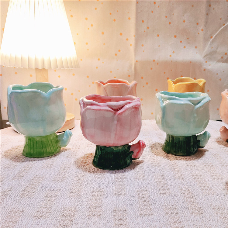 Creative Ceramics Cup Tulips Jar Fragrance Aromatherapy Scented Candles Holder