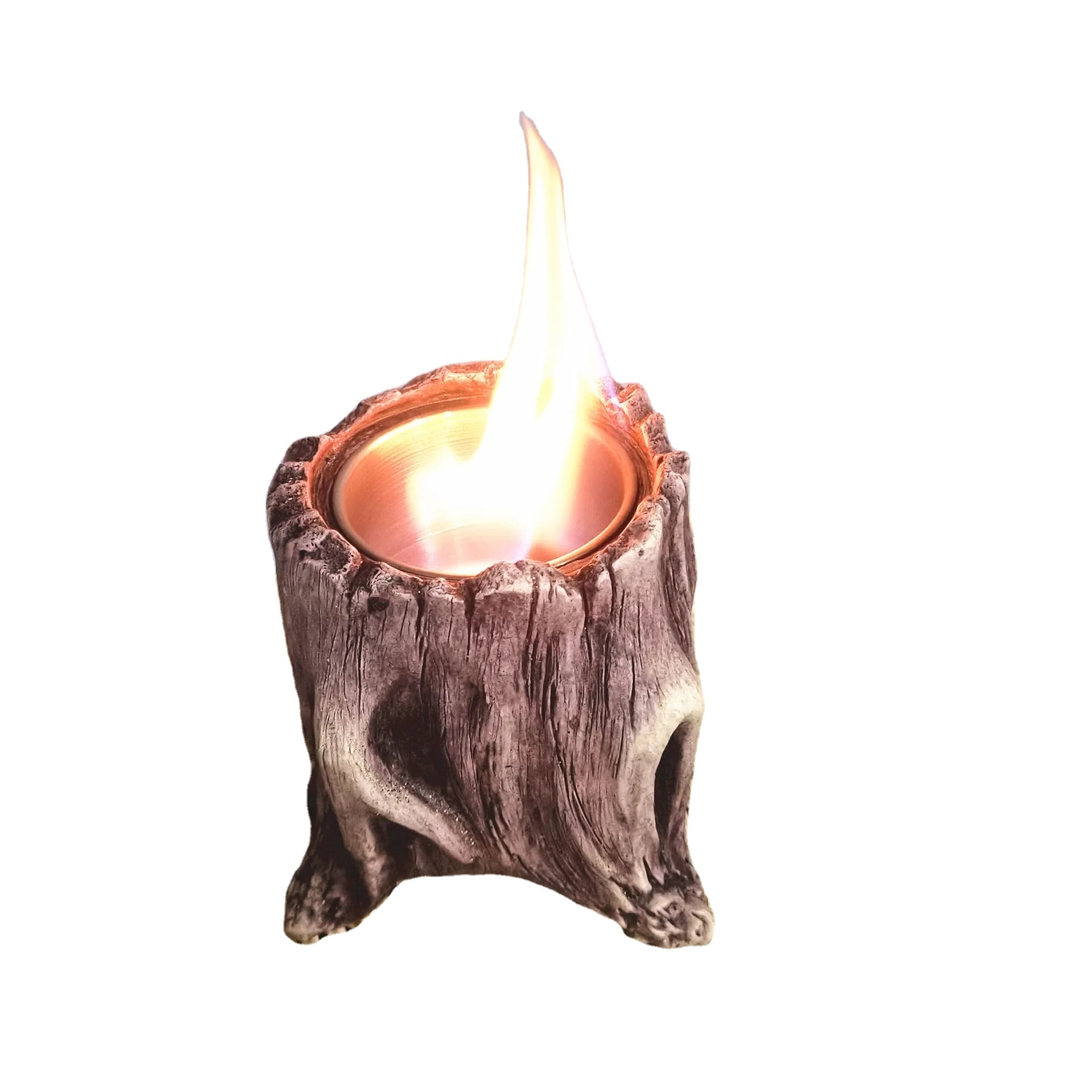 Tree Stump Brazier Alcohol Fireplace Indoor Portable Mini Tabletop ethanol Fire Pit Concrete Table Top Fire Pit Bowl