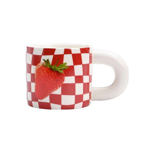 1C08 Product wholesale Ins style ceramic Coffee cup chess grid afternoon tea Mug