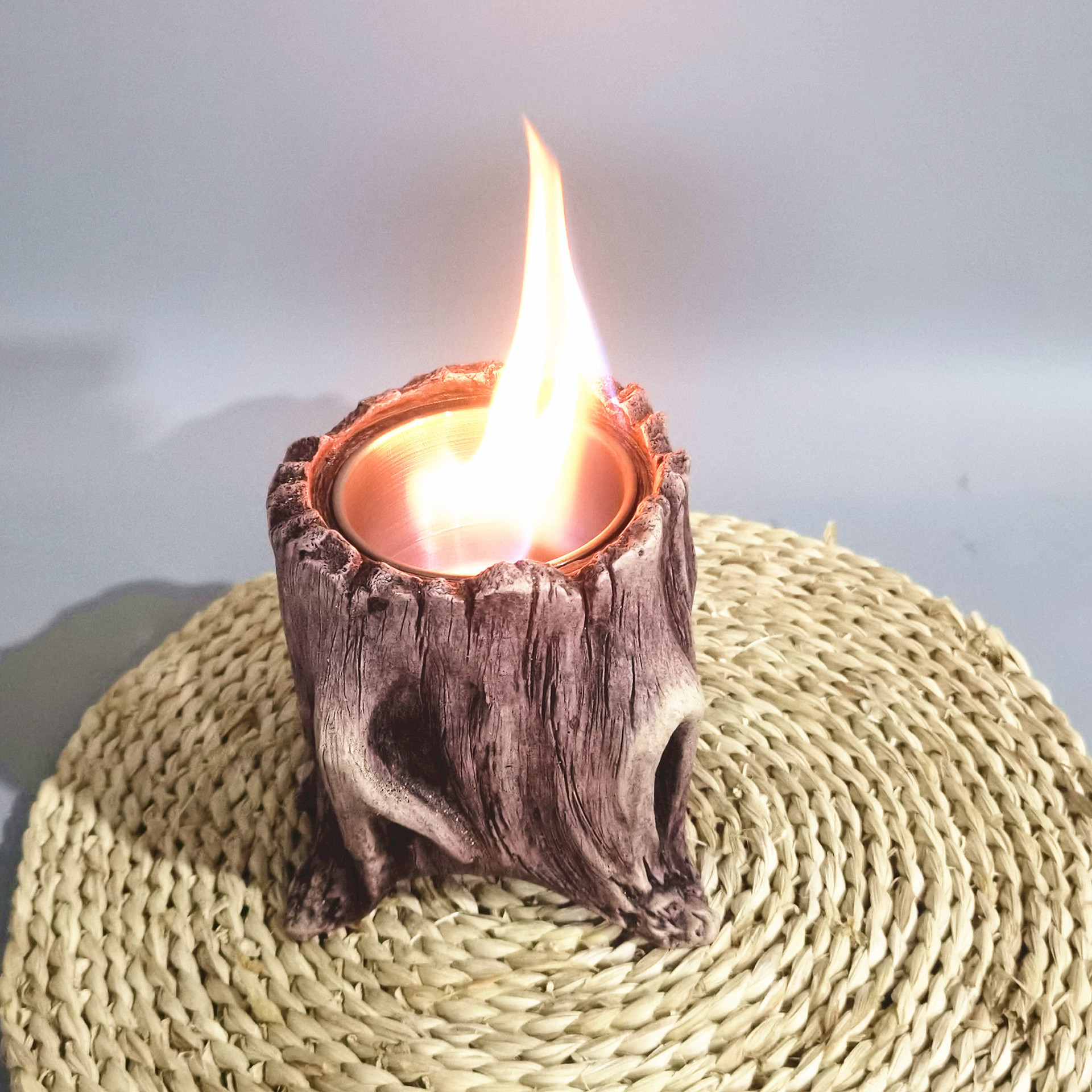 Tree Stump Brazier Alcohol Fireplace Indoor Portable Mini Tabletop ethanol Fire Pit Concrete Table Top Fire Pit Bowl