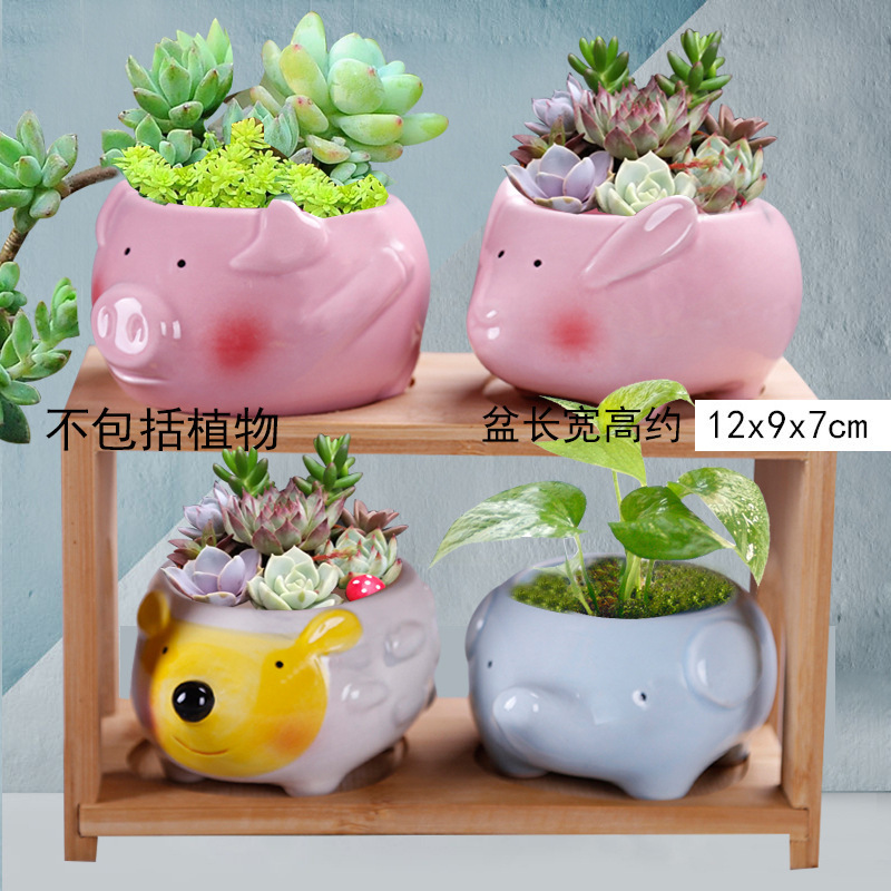 Animal Flower pot Ceramic planter for Home Decor pig dog tiger elephant hedgehog horse Indoor Planter Plant Pot