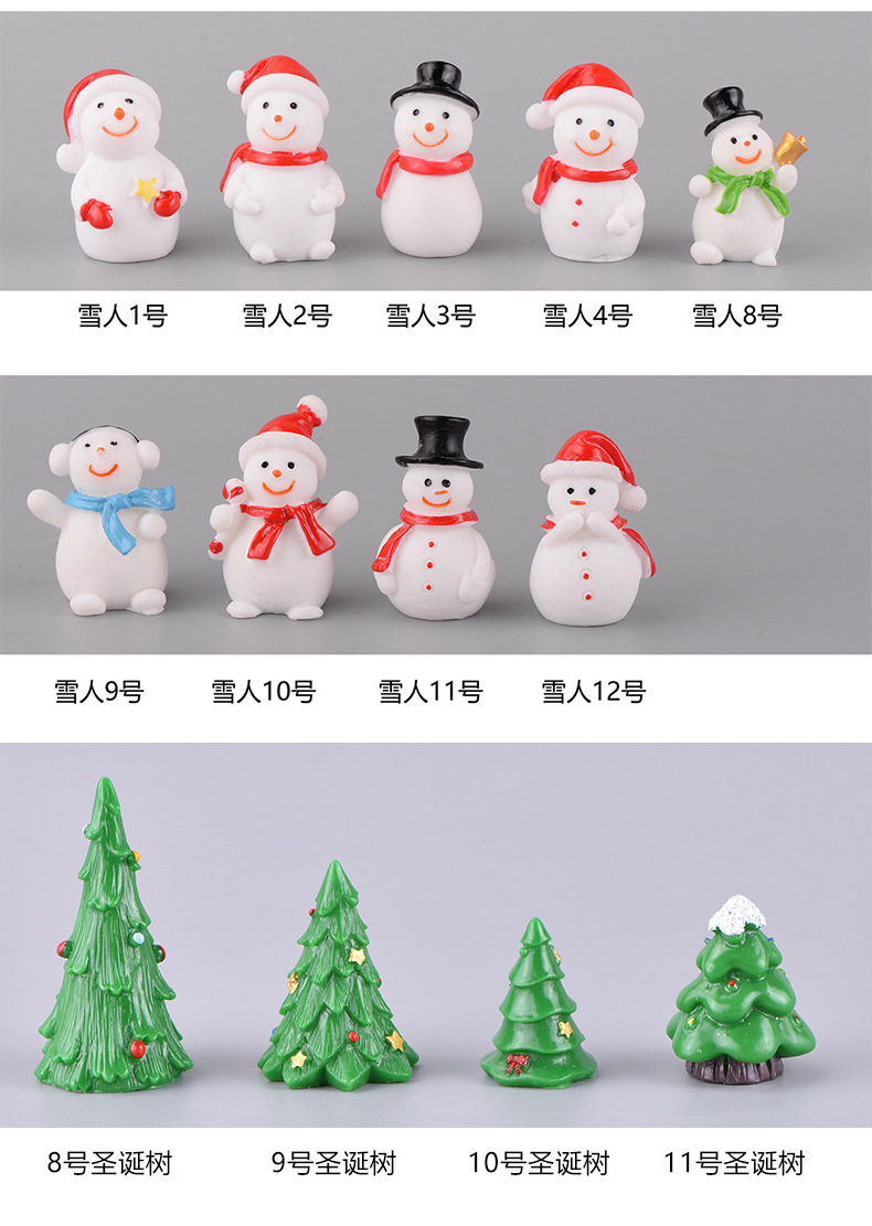 Christmas Decoration Snowman Santa Claus Crutch Mini Garden Miniature Doll Hoouse Figurines DIY Home Garden Landscape Kids Gift