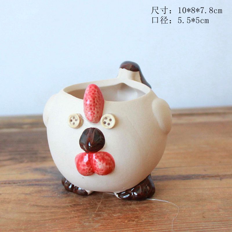 2023 hot sale cheap Cute ceramic cartoon animal succulent flowerpot indoor decor planter creative porcelain flower pots