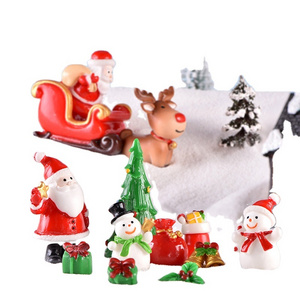 Christmas Decoration Snowman Santa Claus Crutch Mini Garden Miniature Doll Hoouse Figurines DIY Home Garden Landscape Kids Gift