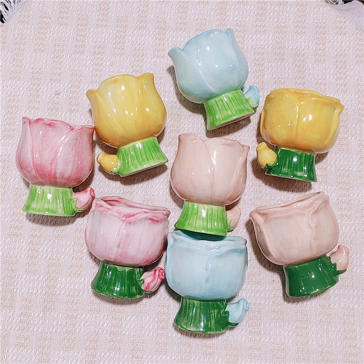 Creative Ceramics Cup Tulips Jar Fragrance Aromatherapy Scented Candles Holder