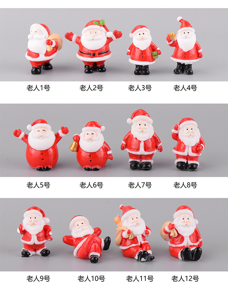 Christmas Decoration Snowman Santa Claus Crutch Mini Garden Miniature Doll Hoouse Figurines DIY Home Garden Landscape Kids Gift