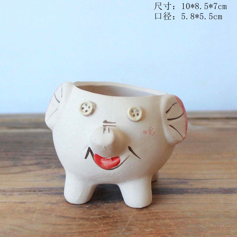 2023 hot sale cheap Cute ceramic cartoon animal succulent flowerpot indoor decor planter creative porcelain flower pots