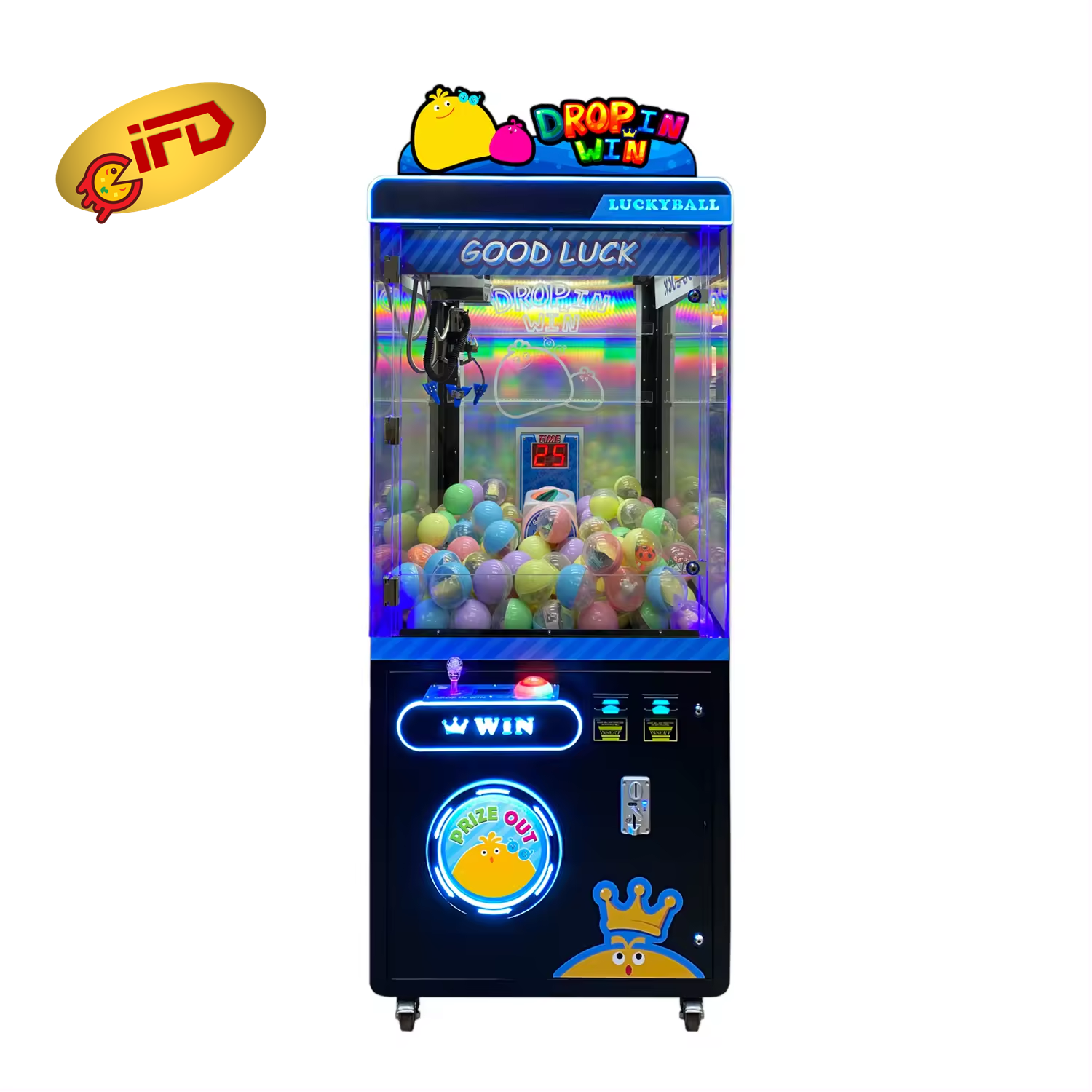 IFD Coin Operated Game Prize Arcade Catching Balls Drop In Win Claw Crane Machine For Amusement Centers On Sale