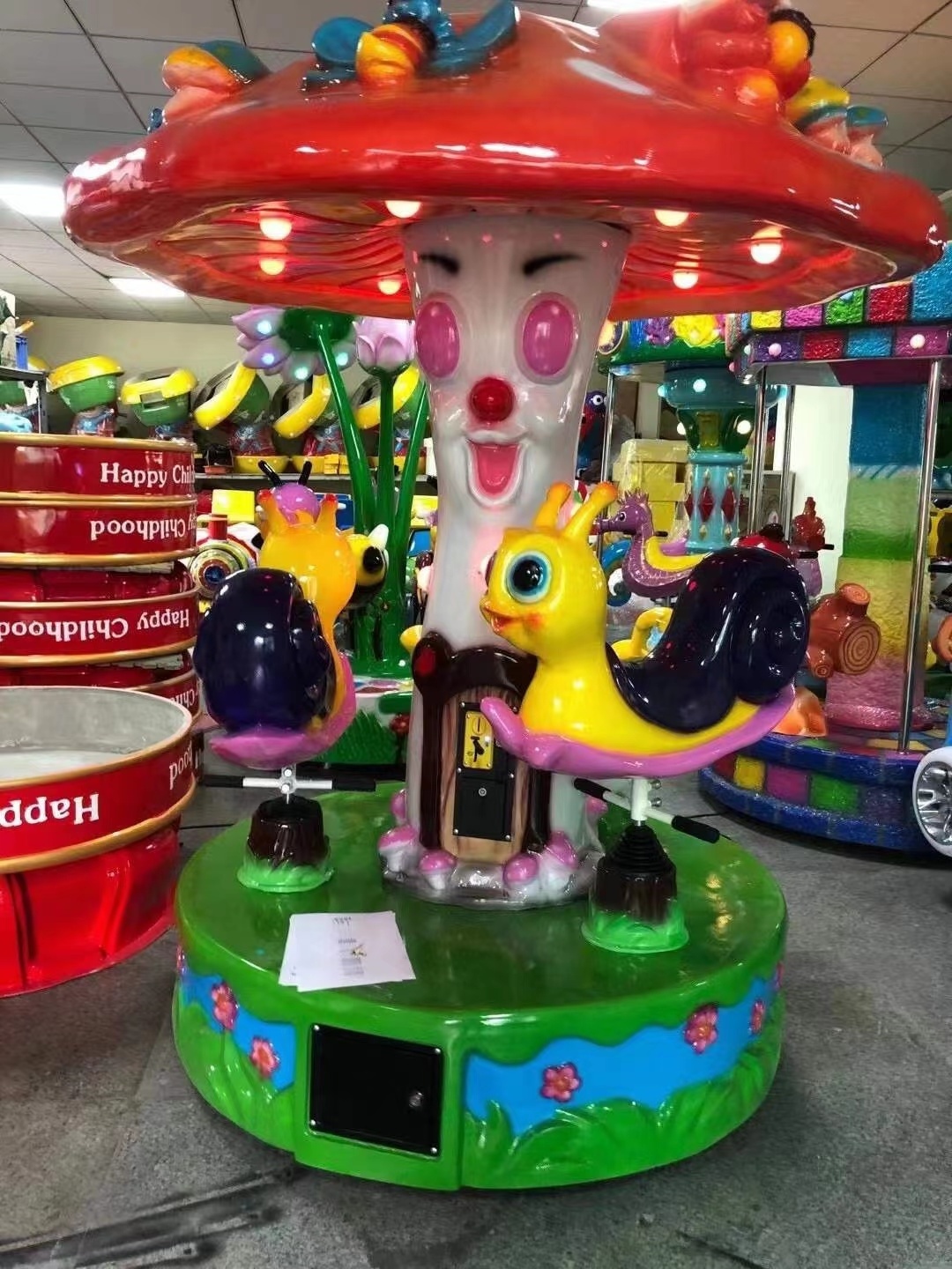 IFD Coin operate game machine amusement park ride 3 seats bee carousel for amusement park