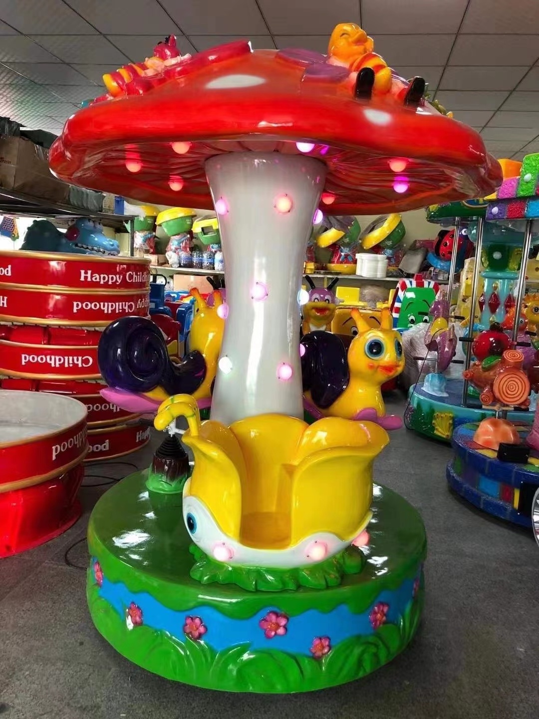 IFD Coin operate game machine amusement park ride 3 seats bee carousel for amusement park