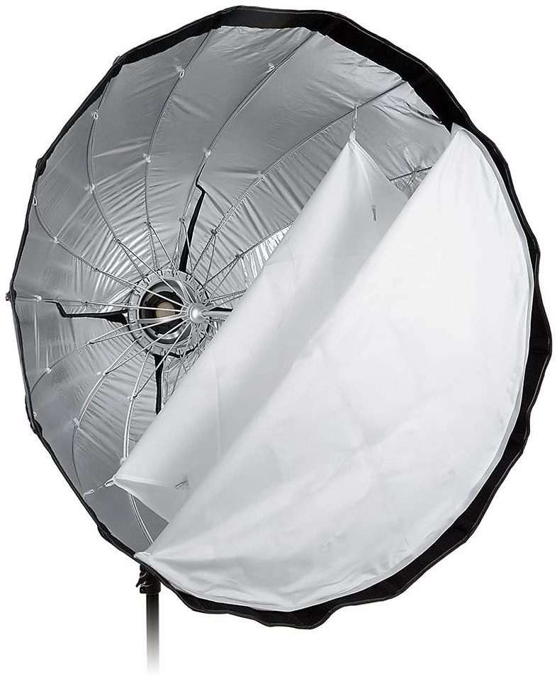 90cm Black Silver 16-Rib Deep Easy Folding Parabolic Umbrella Softbox  Bowens Mount Hexadecagon Umbrella Flash Softbox