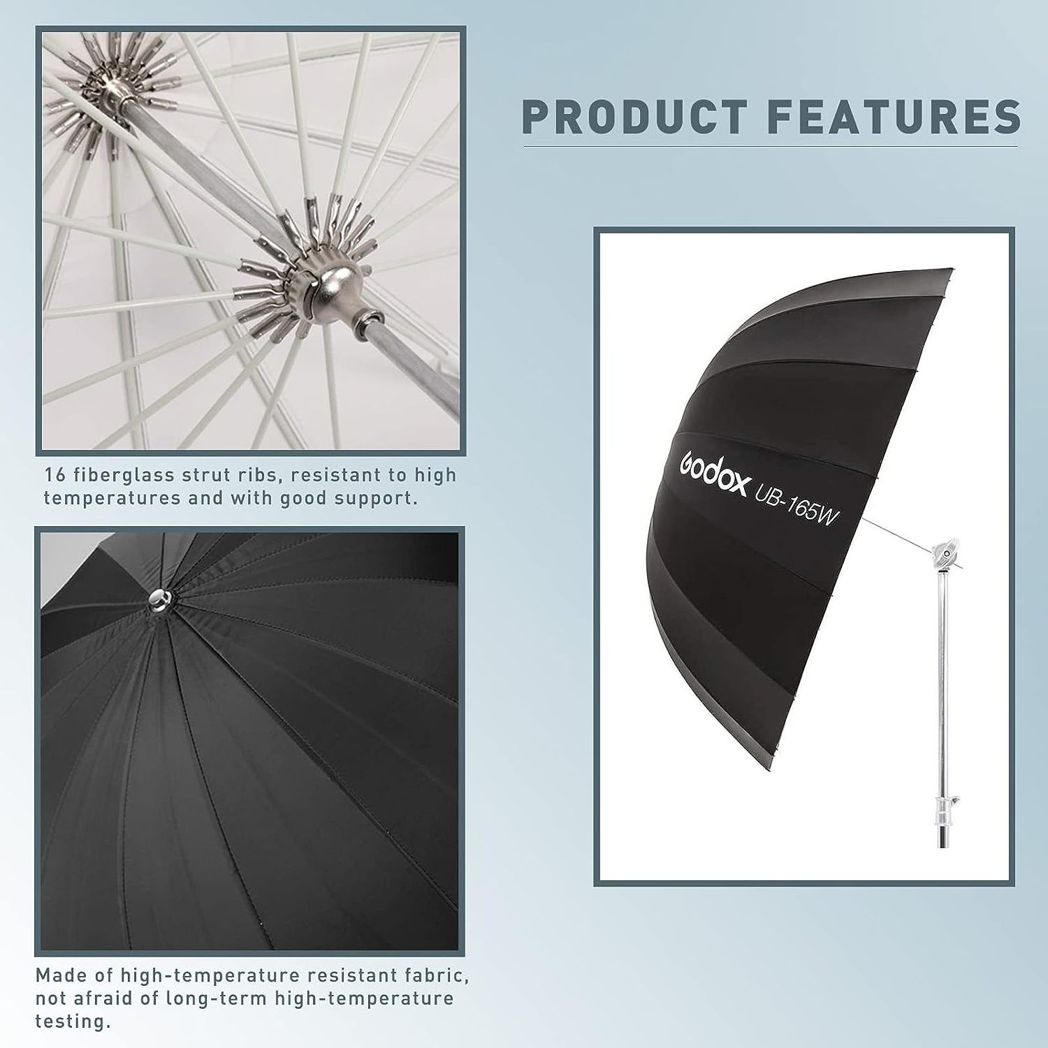 Godox 65''/165cm Umbrella Softbox UB-165W Parabolic Photography Umbrella Reflector with Diffuser Cloth and Carrying Bag