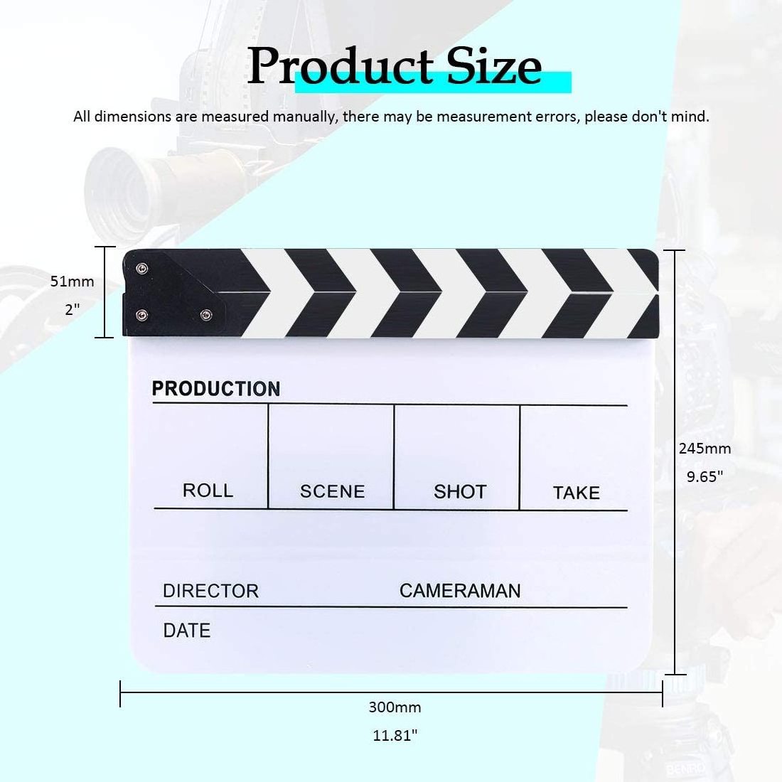 Movie Directors Clapboard Photography Studio Video TV Acrylic Clapper Board Dry Erase Film Slate Cut Action Scene Clapper