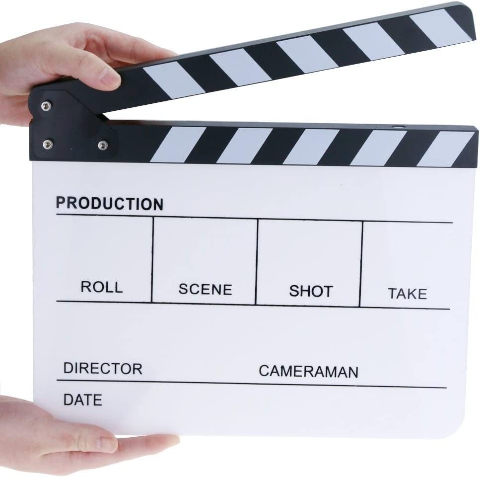 Movie Directors Clapboard Photography Studio Video TV Acrylic Clapper Board Dry Erase Film Slate Cut Action Scene Clapper