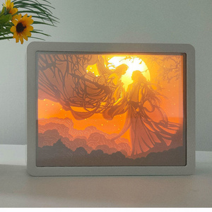 Paper Sculpture Lamp off the Light Is a Mirror on the Light Is Light and Shadow Box Girls Girlfriends Makeup Mirror Photo Frame