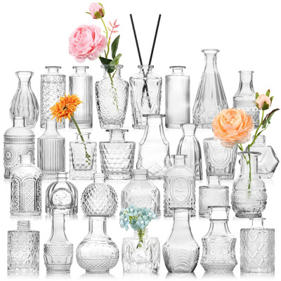 Glass Bud Vases Bulk Centerpieces Mini Glass Vintage Vases for Wedding Decorations Table Decorations Home Decoration