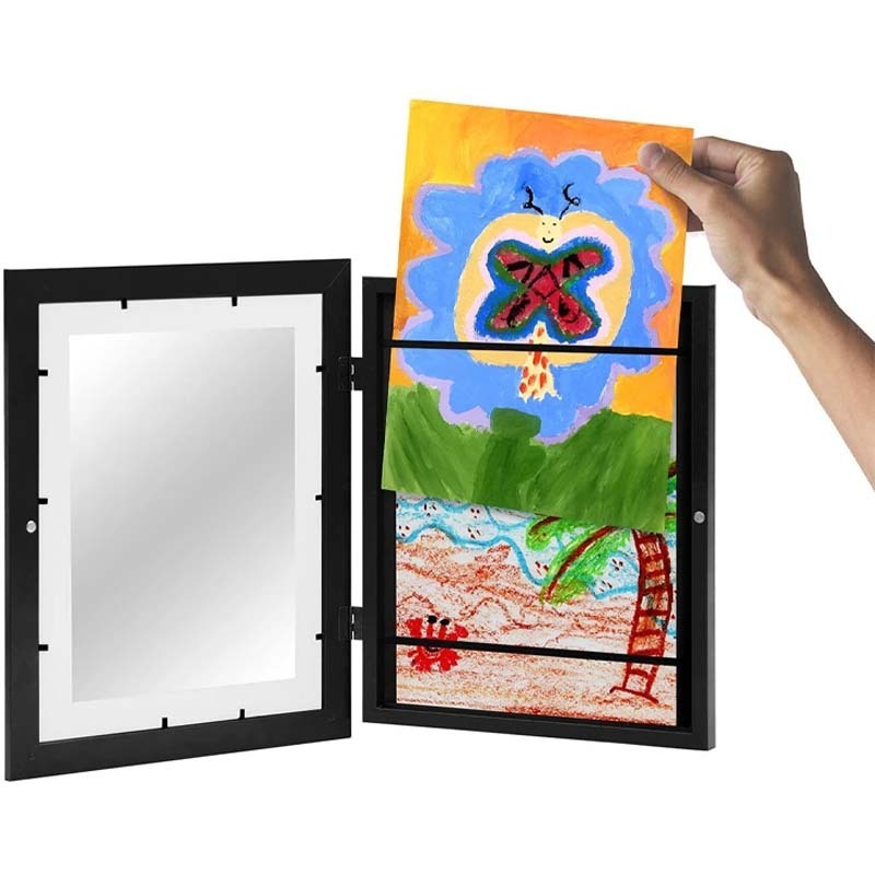 Kids Artwork Picture Frame in Black Wood Digital Picture Frame with Shatter Resistant Glass Kid Art Frame