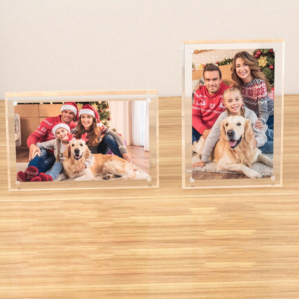 4x6 5x7 8.5x11 Picture Frame, Acrylic Clear Photo Frame with Magnets for Tabletop Display, 2 Pack