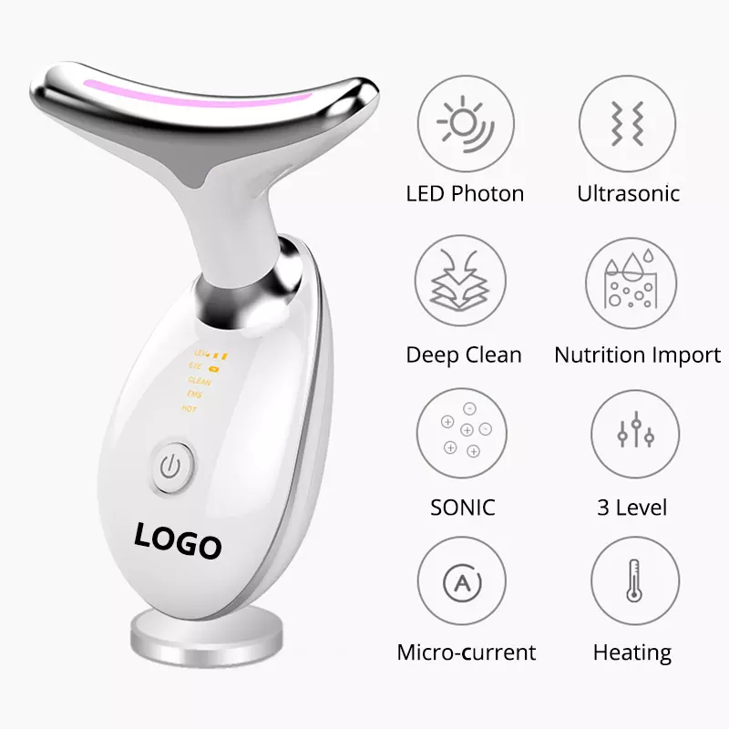 Neck And Face Lifting Machine Anti-aging Ems Heat Vibration Skin Tighten Massager Reduce Double Chin Anti-wrinkle Device