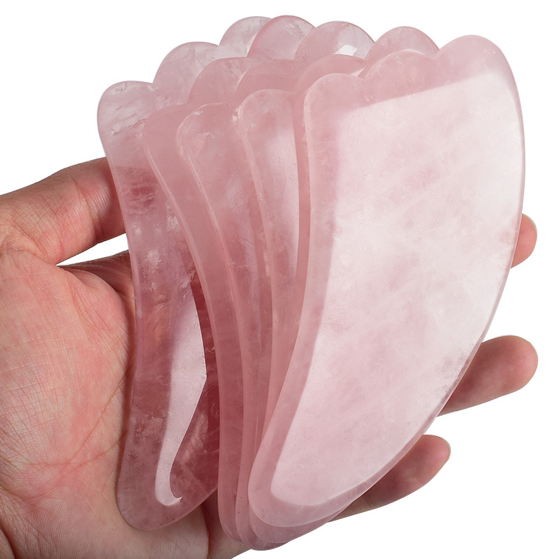 2023 New Design Hot Selling Rose Quartz Pink Natural Jade Stone Gua Sha Scraping Massage Tool