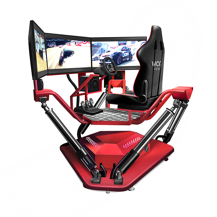 360 Degree VR Car Racing Simulator 3 Screen 6 DOF Driving Car Game Machine