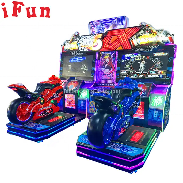 Ifun Park Coin Operated Dynamic Car Driving Electronic Moto Ultimate Speed Racer Arcade Motorcycle Racing Game Machine