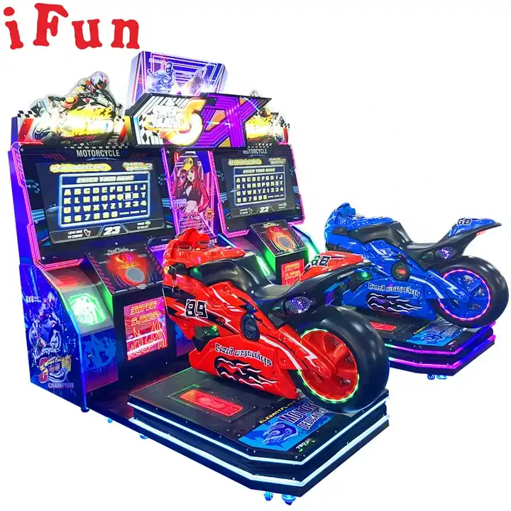 Ifun Park Coin Operated Dynamic Car Driving Electronic Moto Ultimate Speed Racer Arcade Motorcycle Racing Game Machine