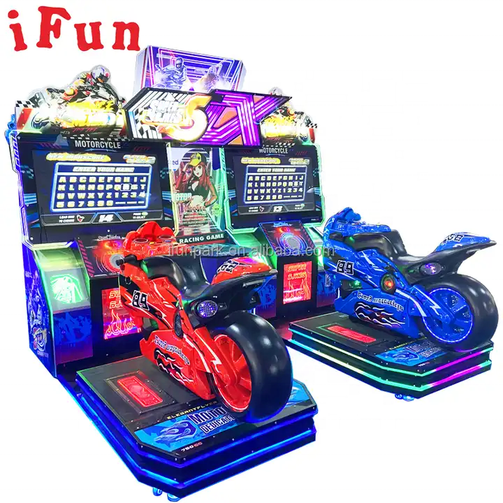 Ifun Park Coin Operated Dynamic Car Driving Electronic Moto Ultimate Speed Racer Arcade Motorcycle Racing Game Machine