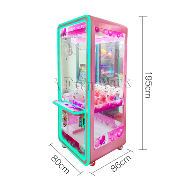 Ifun Park Pink Toy Coin Operated Arcade Claw Machine Catch doll Gift Game Machine treasure hunt toy crane game machine