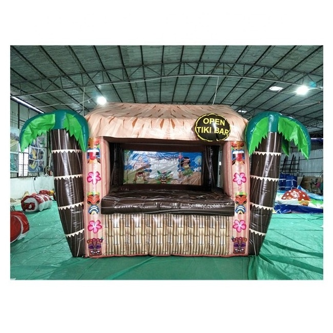 Tropical Inflatable Open Tiki Bar with Palm Tree / Inflatable Serving Bar Tent / Bar Counter for Party /Event