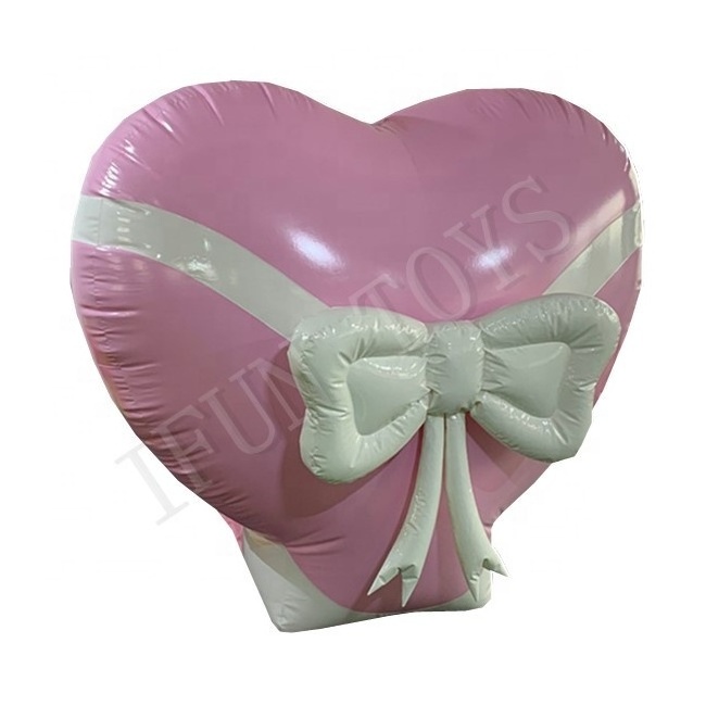 Wedding Decoration Inflatable Love Bombs / Giant Inflatable Love Heart / Pink Inflatable Blasting Heart Balloon with Bowknot