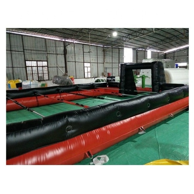 Promotion Cheap Giant Inflatable human foosball court/table soccer field with steel pipes/human table football playground