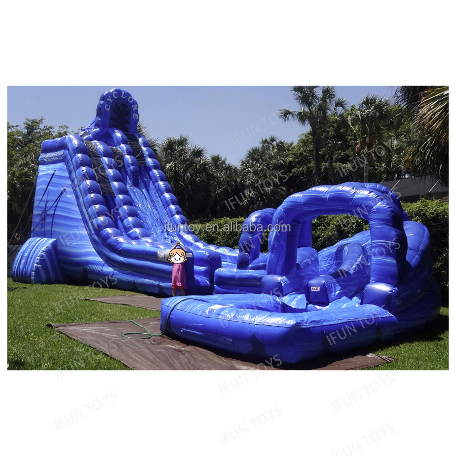 Tropical Plunge Water Slide 40ft Tall Single Lane Water Slide with Swimming Pool for Party Rental