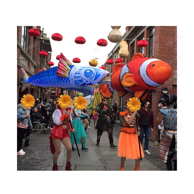 Festival City Parade Event Walking Inflatable Fish Clownfish Puppet Sea Animal Costumes for Adults