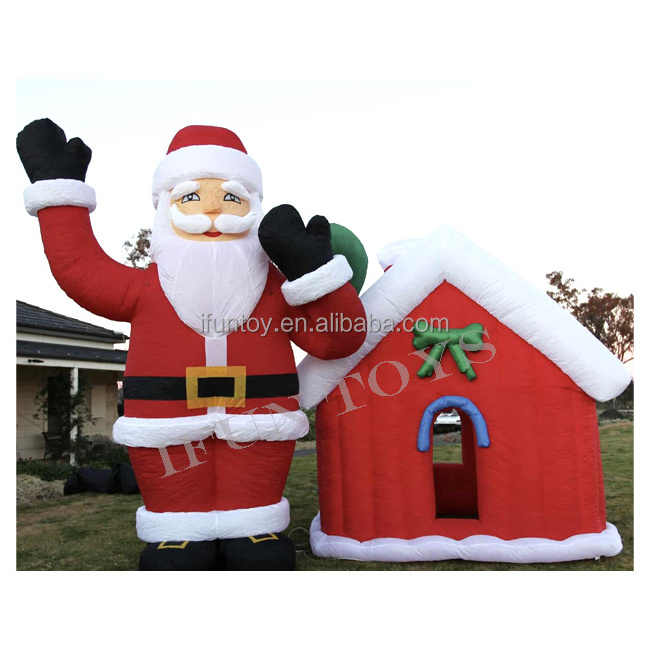 Giant Inflatable Santa Claus Climbing Wall Mall Entrance Santa for Christmas Decoration