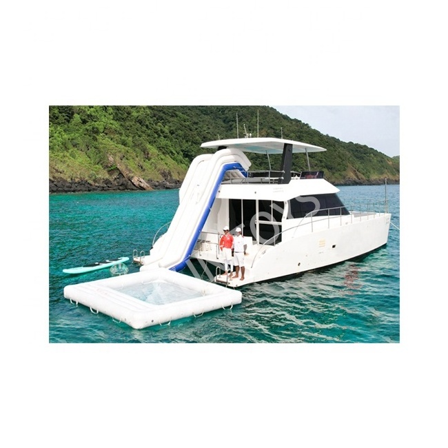 Commercial Yacht Rental Inflatable Water Floating Ocean Swimming Pool with Jellyfish Anti Net