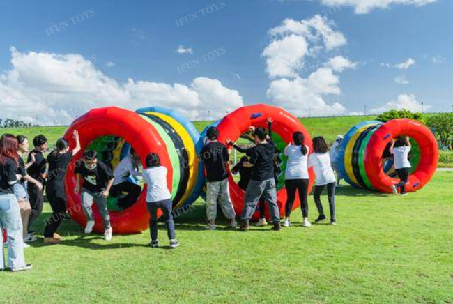 Outdoor Team Building Party Games Lawn Inflatable Hamster Wheels Inflatable Roller Wheel for Adults and Kids