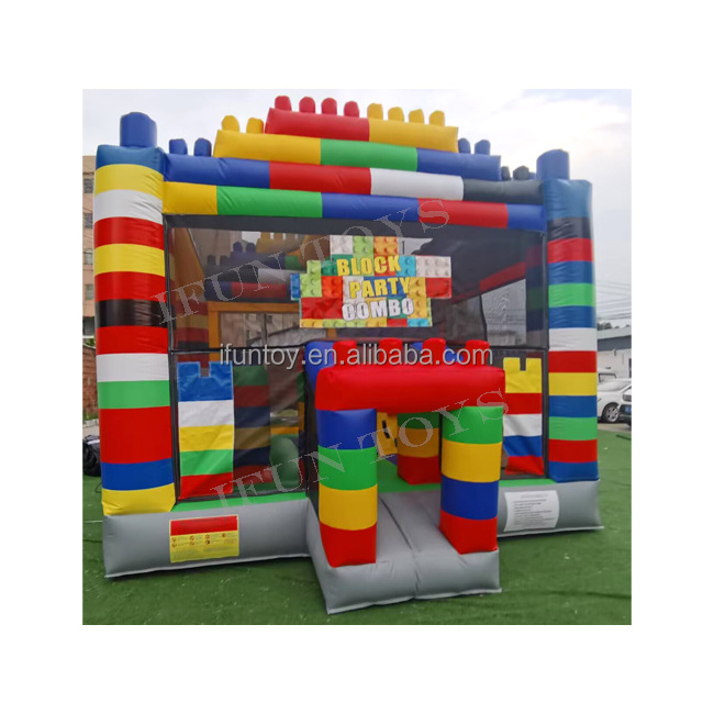 Building Blocks Theme Park Inflatable Amusement Park Kids Fun City with Jumping Trampoline Climbing Wall And Slide