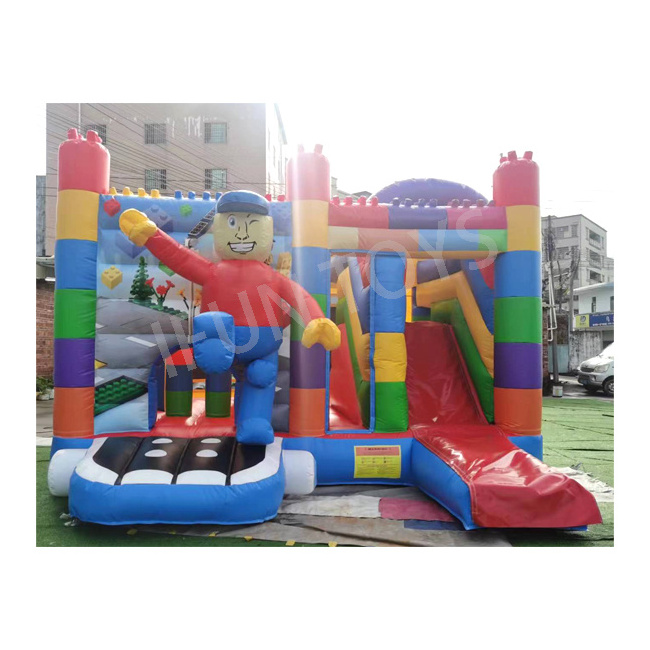 Commercial Building Block Party Bounce House Slide Combo Inflatable Jumping Castle Kids Bouncer